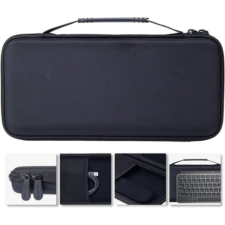  Hard Case for Logitech MX Keys Advanced Wireless Illuminated  Keyboard, Carrying Storage Bag - Black (Grey Lining) : Electronics