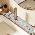 thumbnail image 2 of Yayeee Faucet Mat for Kitchen Sink 14.7" Diatomite Long Splash Guard Pad, Gray Cartoon Houses, 2 of 7