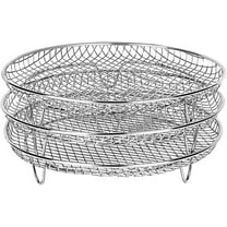 SLGHLSAHG Dehydrator Stand 3 Layer Round Dehydrator Rack for Ninja Air Fryer, Stainless Steel Air Fryer Rack Ninja Foodi Pressure Cooker and Air Fryer 4.2QT-6.8QT Silver B A23546
