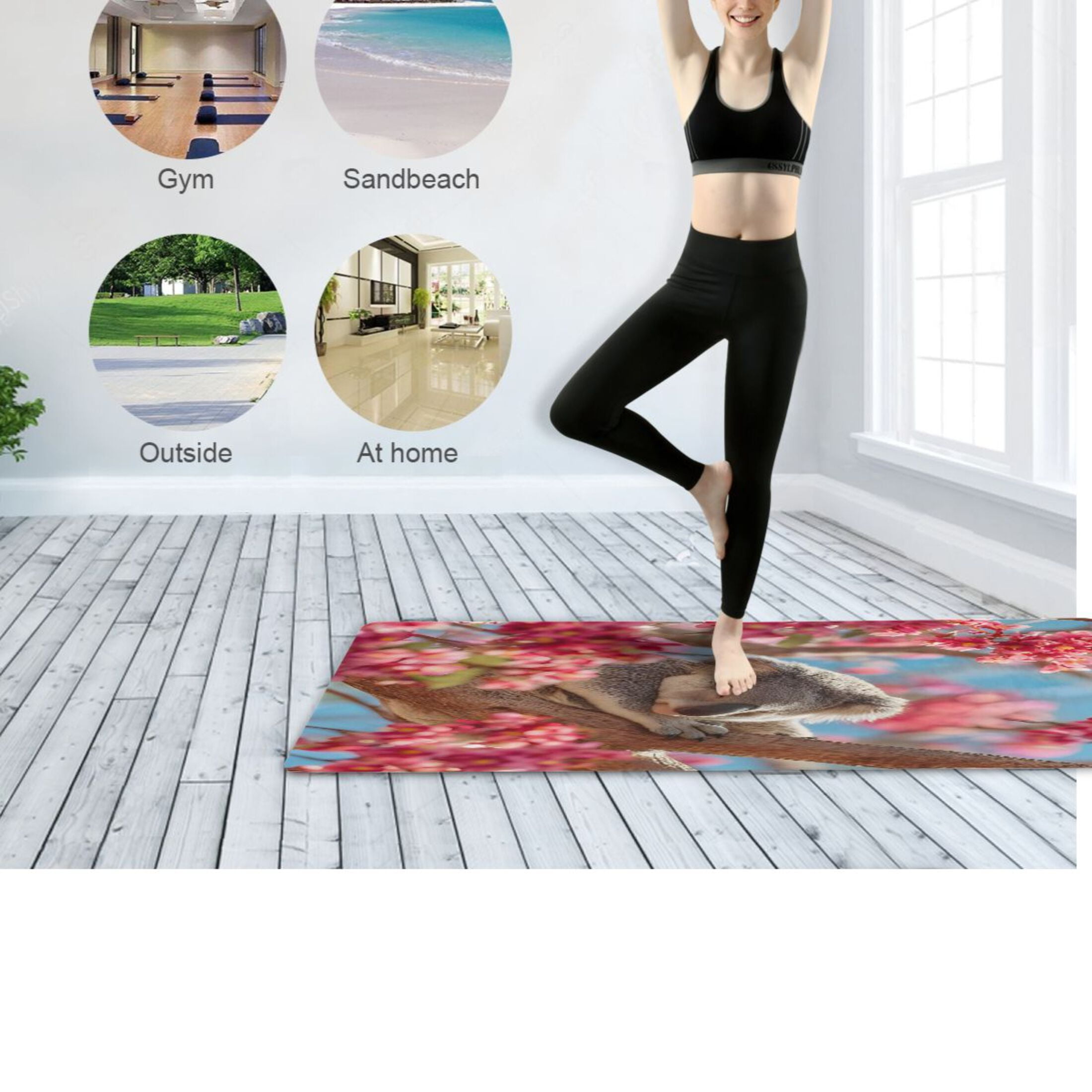 BZSMCE Yoga Mat Women Fitness Mat Red Bloom Koala Perch Pattern