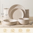 thumbnail image 3 of KINGSTONE 16-Piece Stoneware Plates and Bowls Sets for 4, Dinnerware Set for New Apartment Essentials, Microwave & Dishwasher Safe, Speckled White, 3 of 10