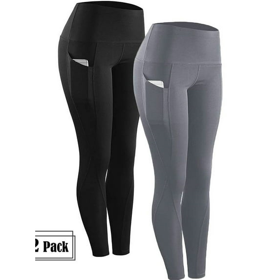 FASHIONWT Women 2Pack Waist-Raising Buttocks Sweat-Absorbing Quick-Drying Sports Leggings