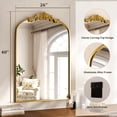 thumbnail image 5 of BEAUTYPEAK 40"x26" Vanity Wall Mirror Decorative Vintage Arch Bathroom Mirror,Gold, 5 of 8