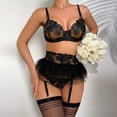 thumbnail image 5 of Gibobby Ropa interior mujer sexy Conjunto de Liguero con Sujetador de Encaje, Lencería Elegante y Exquisita para Mujer para Noche de Bodas, Luna de Miel y Más(Negro, M), 5 of 5