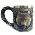 thumbnail image 3 of Wolf Head Stainless Steel Resin Beer Juice Milk Water Cup Home Office Coffee Mug, 3 of 7