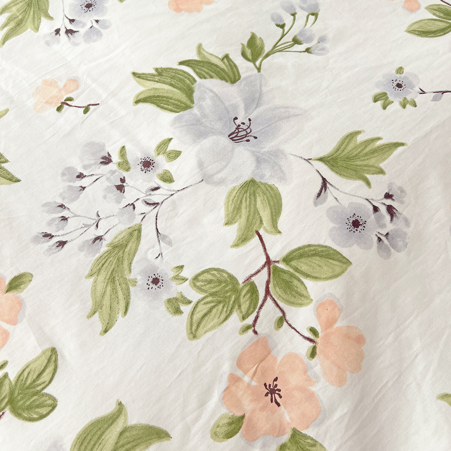 100% Cotton Duvet Cover Set 3Pcs Queen 1 Comforter Cover 2 Pillowcases Bedding Set Floral Printed Soft Breathable