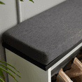 thumbnail image 4 of Shoe Storage Bench with Cushion Seat, 2 Flip Drawers & Adjustable Shelves for Hallway, Bathroom, Garage, White, 4 of 6