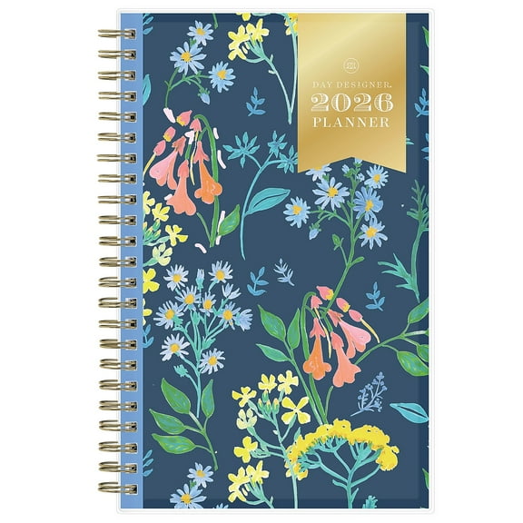 2026 Blue Sky Day Designer Meadow Blue Floral 5" x 8" Weekly & Monthly Planner Plastic Cover
