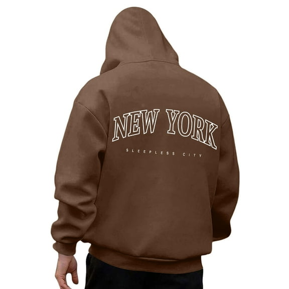 Aihuaihua Backprint Hoodies for Men Long Sleeve New York Letter Graphic Print Hoodie for Mens Casual Oversize Pullover Sweatshirt