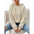 thumbnail image 1 of Suéter Holgado de Franela con Capucha para Mujer, Larga y Cálido para Invierno Albaricoque M, 1 of 8