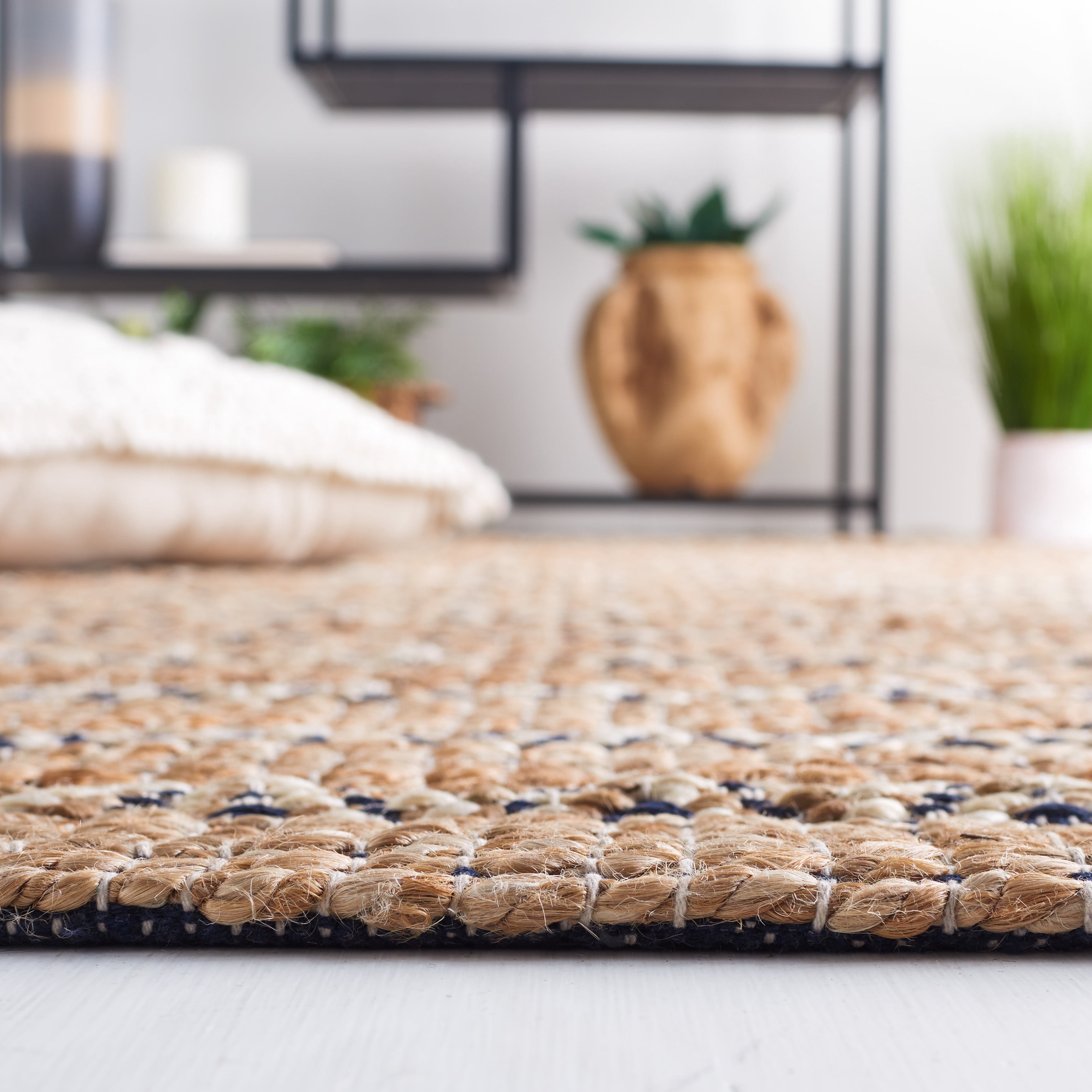 SAFAVIEH Natural Fiber Jack Striped Area Rug, Navy/Natural, 6' x 9'
