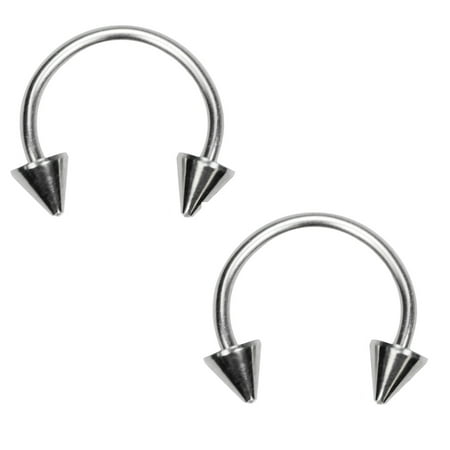 Pair Of 20g Basic Stainless Spike Circular Barbells Cartilage Pair Of 20g Basic Stainless Spike Circular Barbells Cartilage Earring Tragus Nose Hoop 20 Gauge