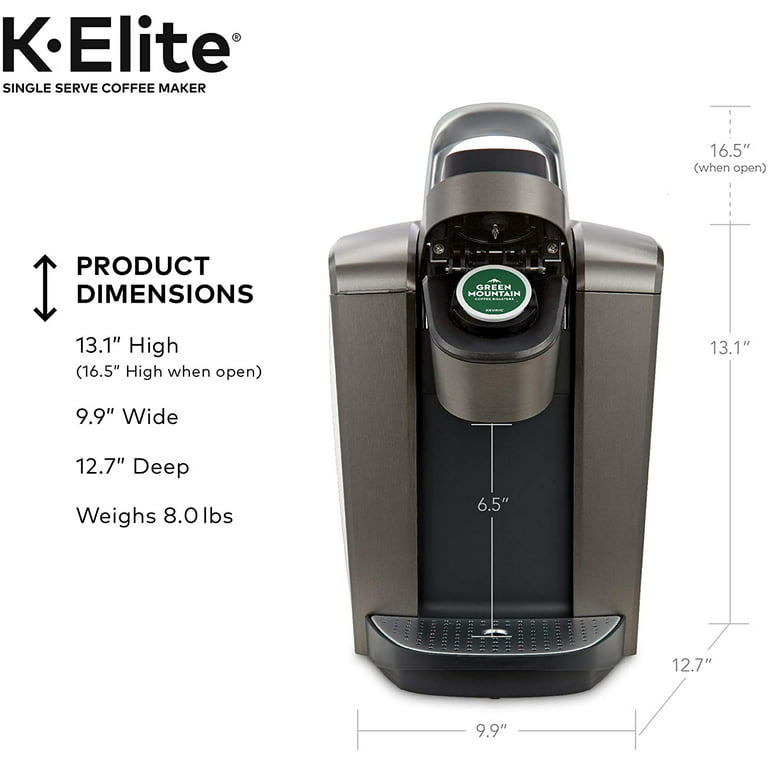 Keurig K-Elite Single Serve K-Cup Pod Coffee Maker, with Strong Temperature  Control, Iced Coffee Capability, 12oz Brew Size, Programmable, Brushed