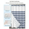 thumbnail image 2 of No Hook Shower Curtain with Snap in Liner,Ocean Navy Blue Stripe Waterproof Bath Curtain Double Layers with See Through Top Window,White Polka Dot Hotel Shower Curtains 72x72in, 2 of 9