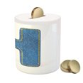 thumbnail image 3 of Letter H Piggy Bank, Denim Letter Design Uppercase H Pattern Jeans Texture Retro Typography, Ceramic Coin Bank Money Box for Cash Saving, 3.6" X 3.2", Blue Marigold, by Ambesonne, 3 of 4