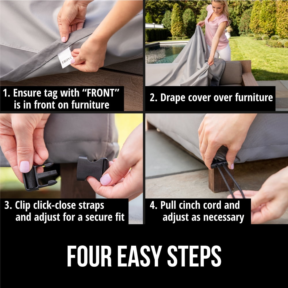 GORILLA GRIP Patio Furniture Cover, 80 Inch Sofa Size, Waterproof Adjustable Windproof UV Coated