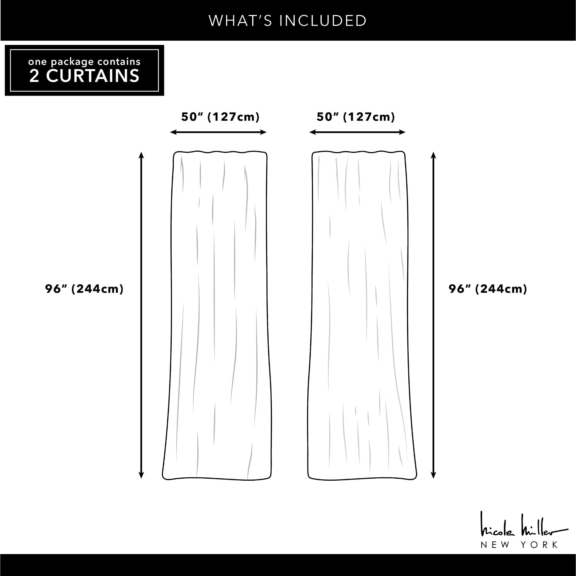 Nicole Miller Belfry Sheer Rod Pocket Top Curtain Panel Pair, 50"x96", Silver