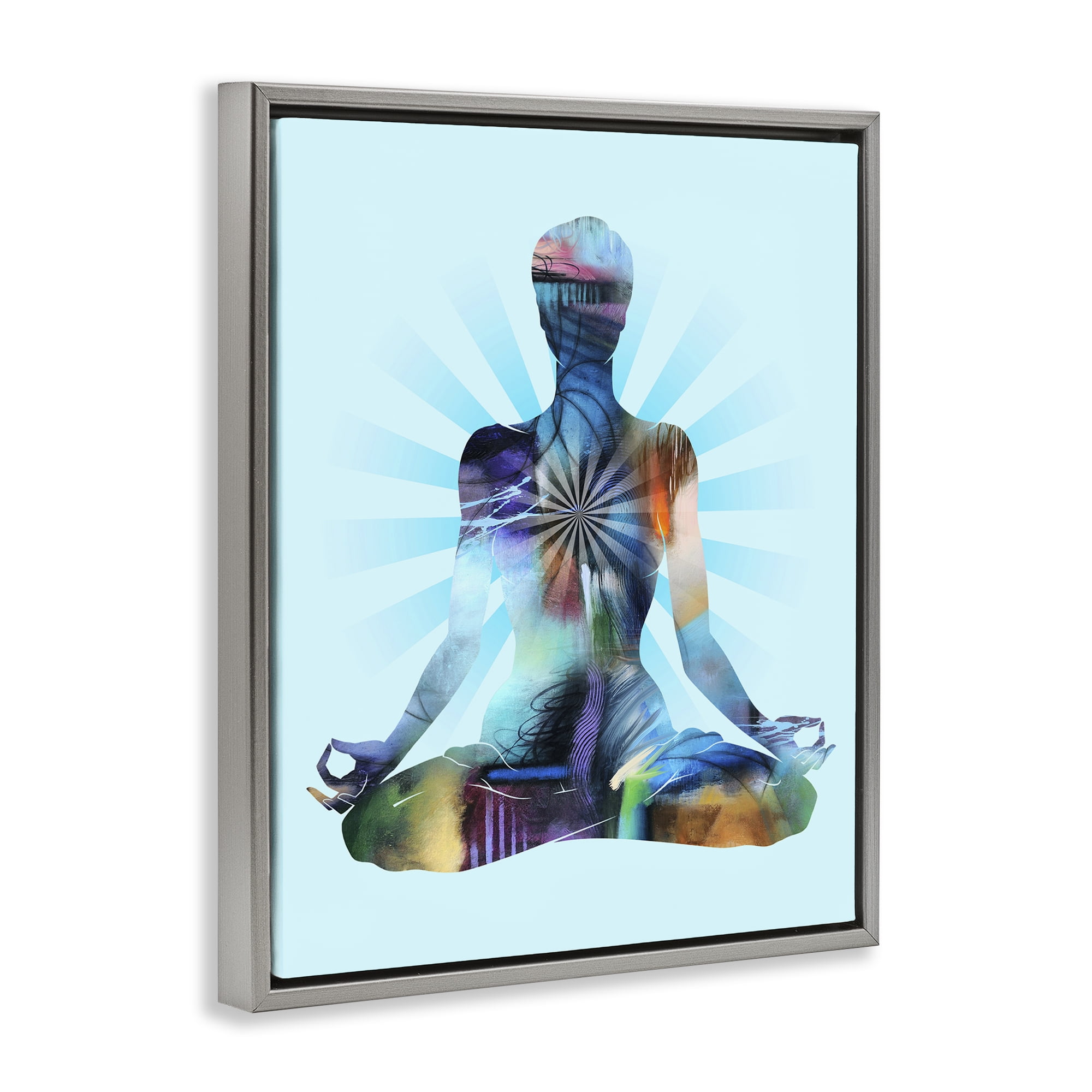 Stupell Industries Zen Meditation Pose Sports Painting Gray Floater Framed Canvas Art Print Wall Art, 25 x 31