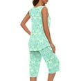 thumbnail image 4 of Lolmot Pajamas for Women Set Round Neck Sleeveless Floral Print Tops and Capri Pants Sleepwear Pjs Sets Loungewear Sets with Pockets, 4 of 5