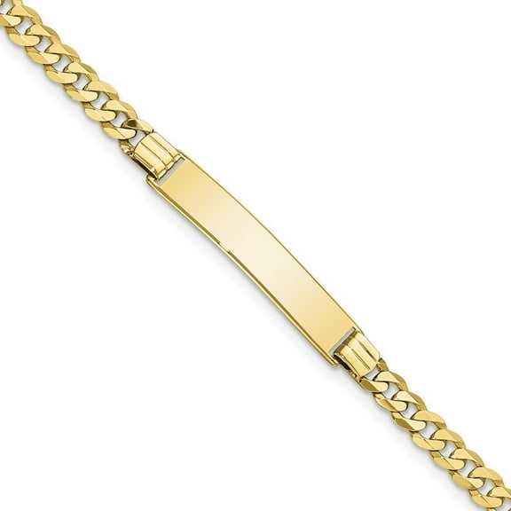 Auriga Fine Jewelry 10K Yellow Gold Flat Curb Link Id Bracelet 7" for Women