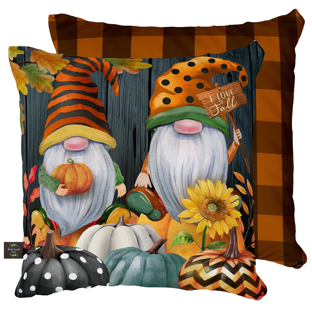 Fall Gnomes Humor Decorative Pillow Indoor Outdoor 17' x 17' Briarwood Lane