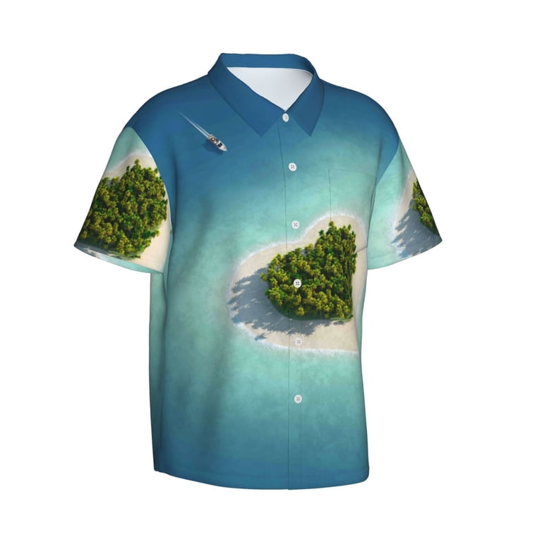 Chemise Hawaïenne Caribbean Joe – Manches Courtes – Taille L – Orange Motifs Palmiers