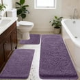 thumbnail image 4 of Tuvgenk 3 Piece Bathroom Rug Set Water Absorbing Non Slip Bath Rug Set Large Bath Mat Set for Bathroom Floor(Purple,47x16 inch,24x16 inch,20x16 inch), 4 of 9