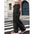 thumbnail image 3 of Women'S Baggy Jeans Pull on Stretchy Loose High Waisted Wide Leg Denim Pants Y2K 90s Army Green S, 3 of 8