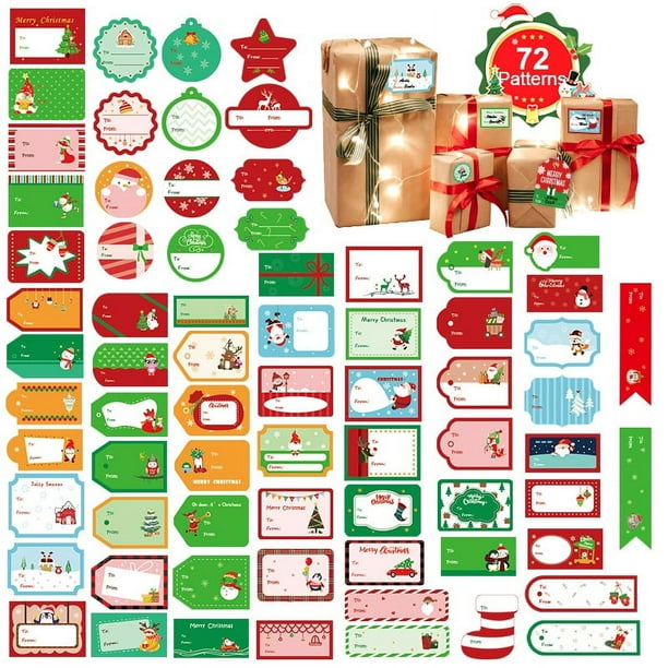 72 Pieces Christmas Sticker Labels, SelfAdhesive Name Tags, Christmas