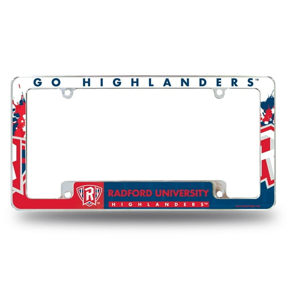 Radford Highlanders Metal License Plate Frame EZ View All Over Design Heavy Gauge Tag Cover University