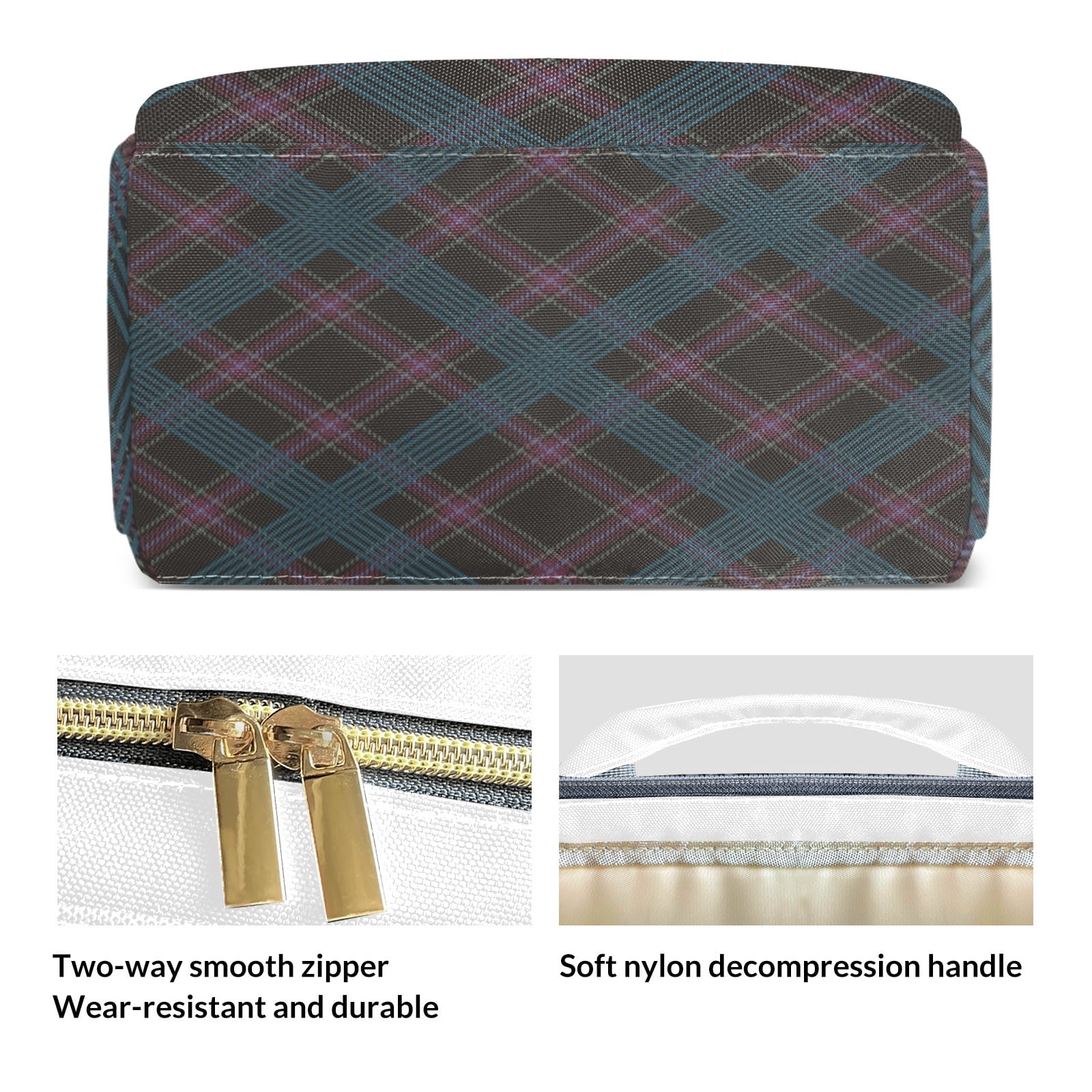 Buffalo Plaid Diaper Backpack – Large Capacity, Insulated Baby Bottle Pocket, Multifunctional Mommy Bag for Boys & Girls