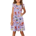 thumbnail image 5 of Toddler Dress Summer Ruffle Sleeve Sundress Outfit For Kids 3-10T Vintage Dress For Girls, 5 of 8