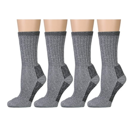 Yacht & Smith Merino Wool Socks for Hiking, Trail, Hunting, Winter, (4 Pairs Gray, Womens