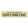 thumbnail image 2 of Man Cave Entrance Warning Novelty Decor, Metal Wall Sign - 4x18 Inches, 2 of 4