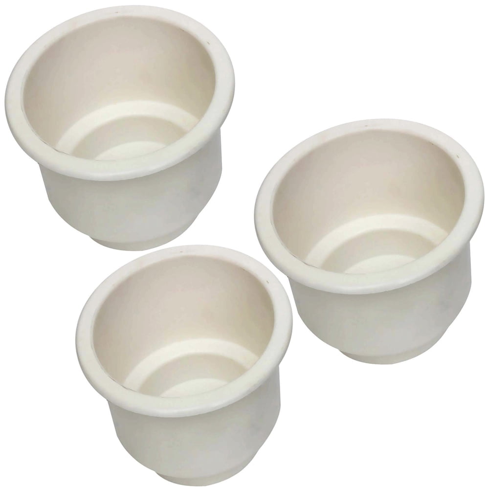 Three (x3) Plastic White Cup Holder for Boats Pontoons RVs Cars and more