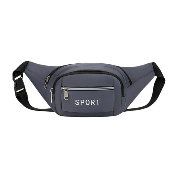 Riñonera para mujer, bolso de cintura ajustable, de gran capacidad, moderno, con cremallera, para hombro Gris