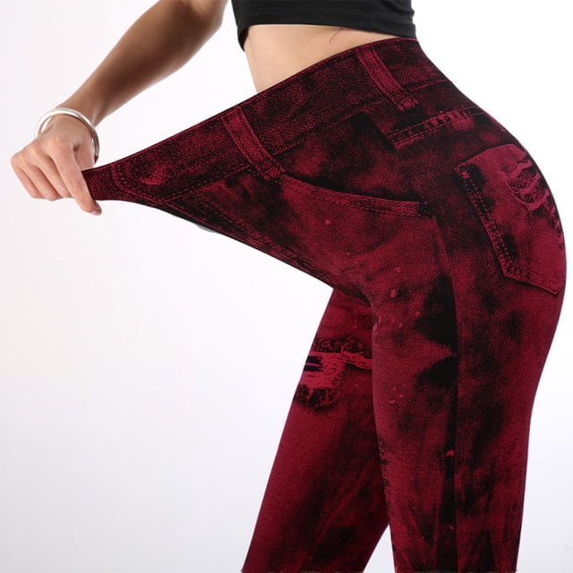 Leggings de mezclilla de imitación para mujer, pantalones hasta los tobillos y la cadera, multicolor