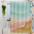 thumbnail image 6 of Abstract Beach Shower Curtain, Watercolor Teal Pink Brown Gradient Landscape Waterproof Shower Curtain Set with 12 Hooks Lightweight Bath Curtains Fabric Bathroom Decor 72x78 Inches, 6 of 9