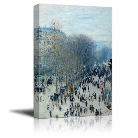 Boulevard des Capucines by Claude Monet - Canvas Print Wall Art Famous Painting Reproduction - 12" x 18"