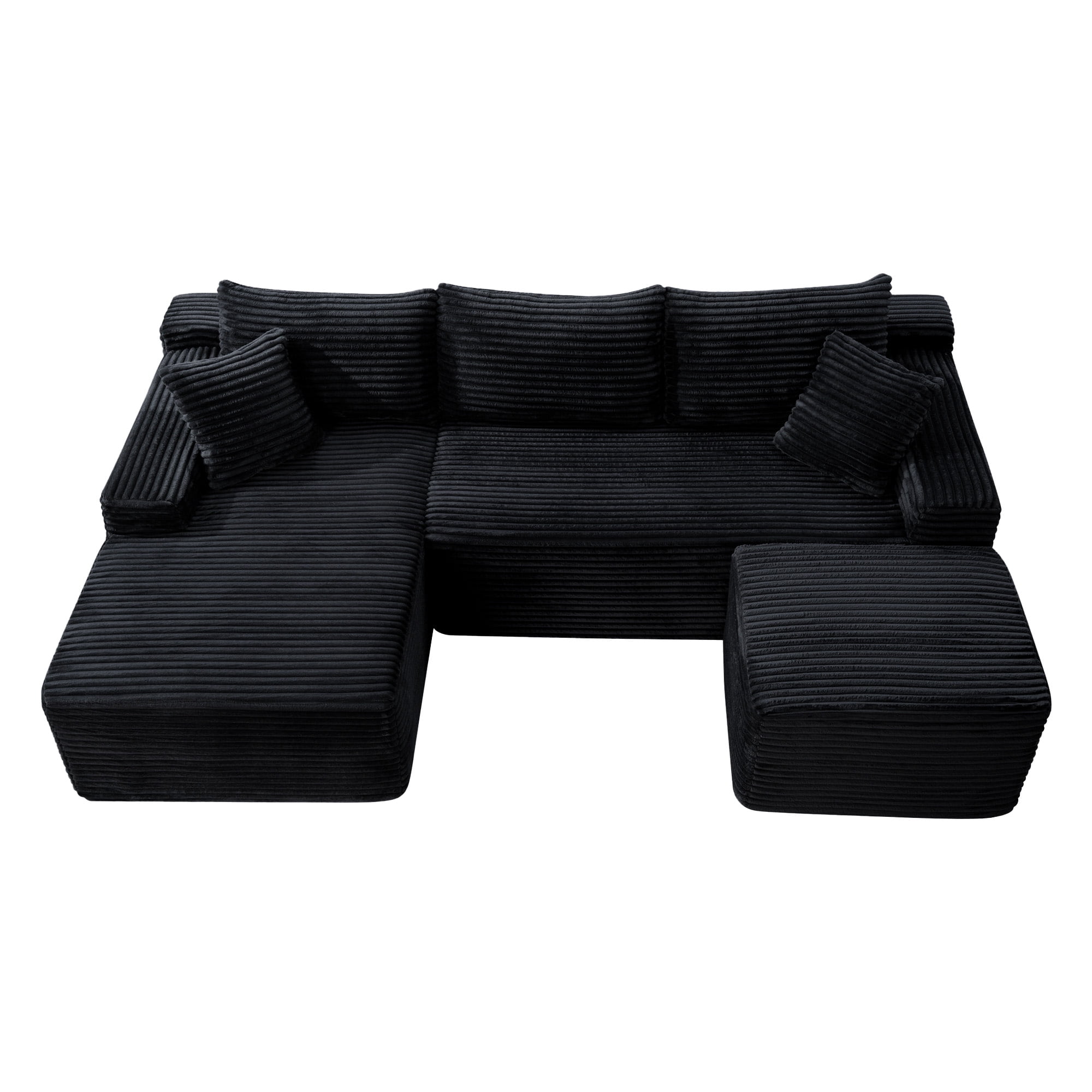 Leumius 106" Sectional Sofa Couch with Deep Seat,U-Shaped Cloud Modular Sleeper Couches for Living Room,Bedroom,Apartment,No Assembly Required,Black-Left