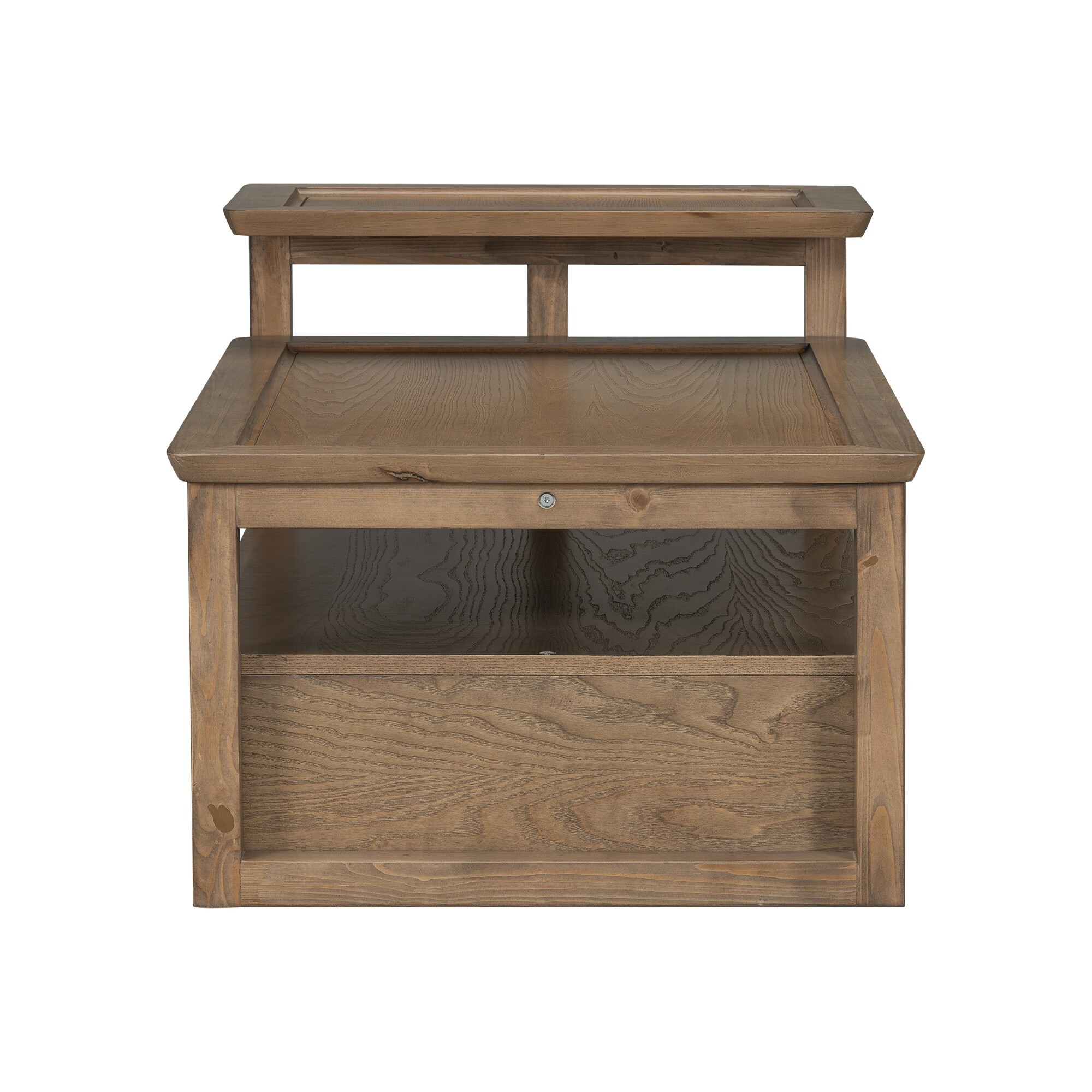 AENKYO Rustic Coffee Table with Rattan Drawer & Shelf - Modern Living Room End Table, Easy Assembly, Dark Brown