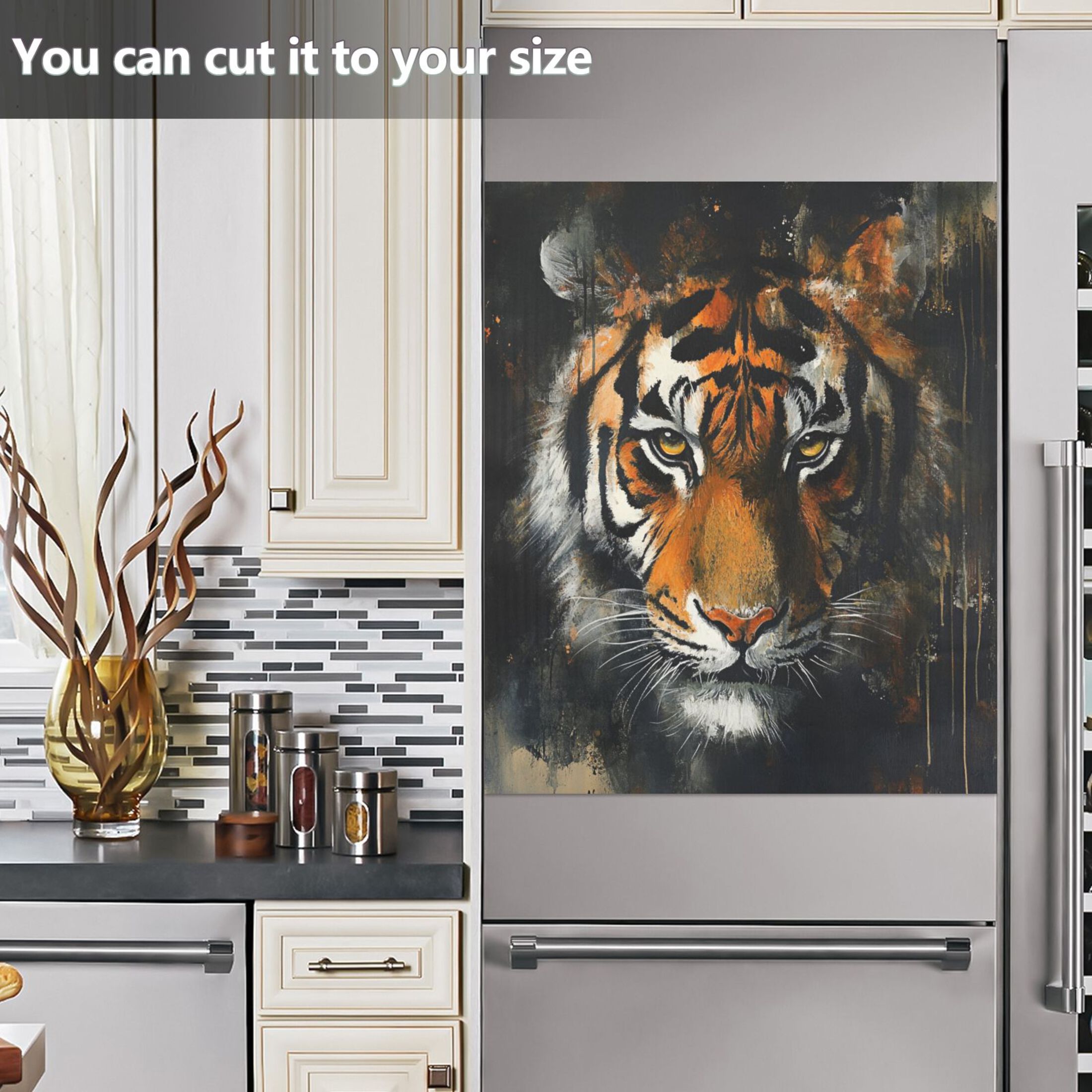 Dishwasher Magnetic Sticker 23x26 Inch Refrigerator Magnetic Sticker Washing Machine Magnetic Sticker Kitchen Panel Magnetic Sticker Home Decor Yellow Pretty Tiger Pattern
