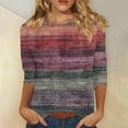 thumbnail image 2 of CYMMPU 3/4 Sleeve Blouses for Women Dressy Casual Striped Ombre Crew Neck Tunic Tops Spring Tops Fall Trendy Shirts Loose Fit Dye Tie T-Shirts Multicolor XL, 2 of 5