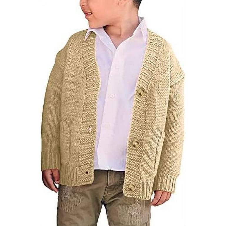 Boys Kids Cardigan Sweater Button Down Rib Knitted Sweaters V Neck Open Front Fall Winter Chunky Knitwear Walmart