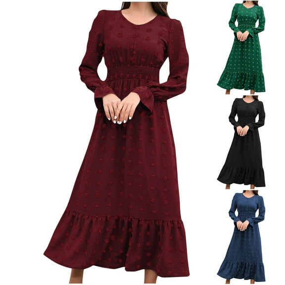 Antinious Elegant Party Evening Long Dresses for Women Print High Waist V Neck Long Sleeve Fashion Formal Wedding Guest Dress,Birthday Dresses for Women,Women Party Dress,Green,L