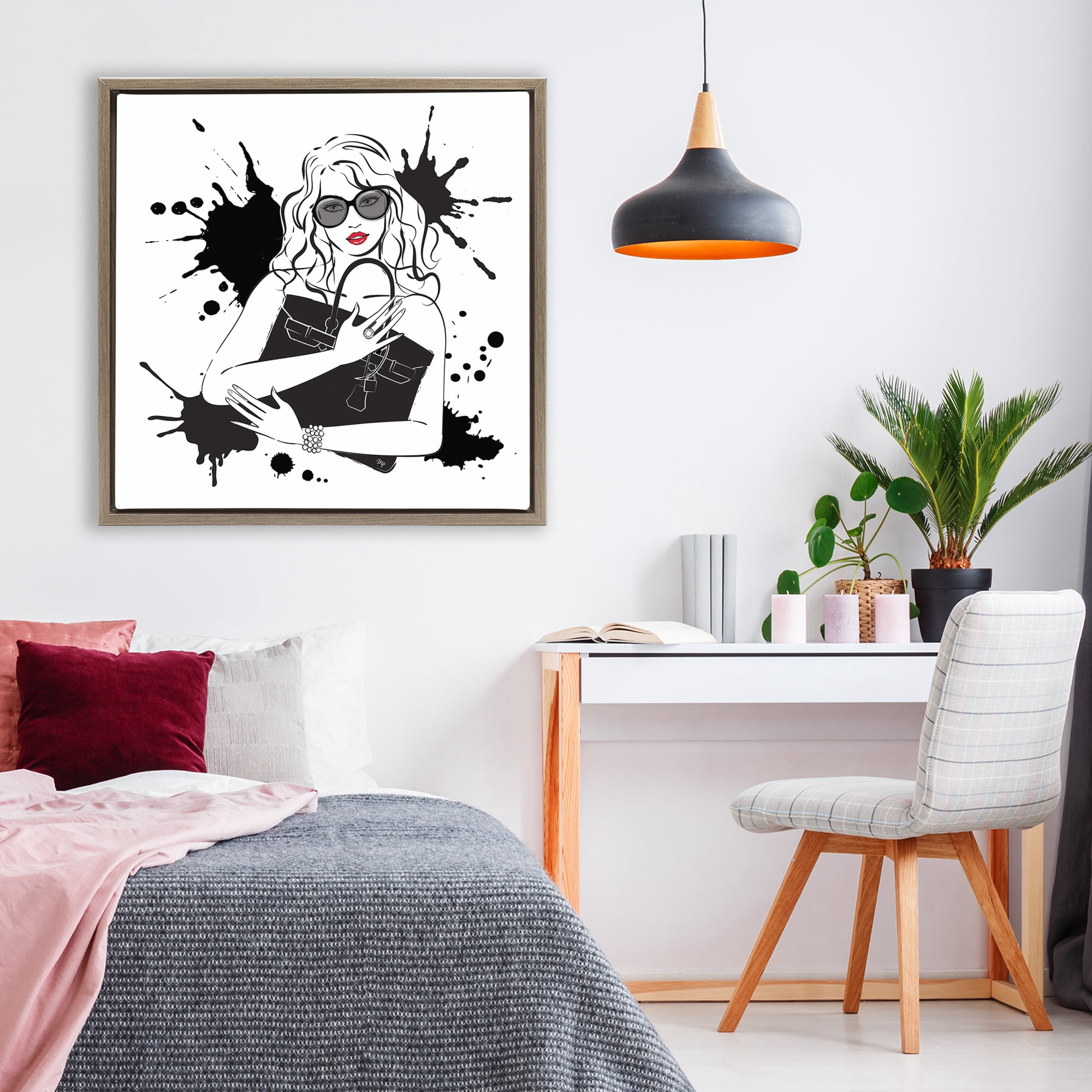 Stupell Industries Black Bag Elegance & Glamour Brown Framed Floater Canvas Wall Art, design by Martina Pavlova