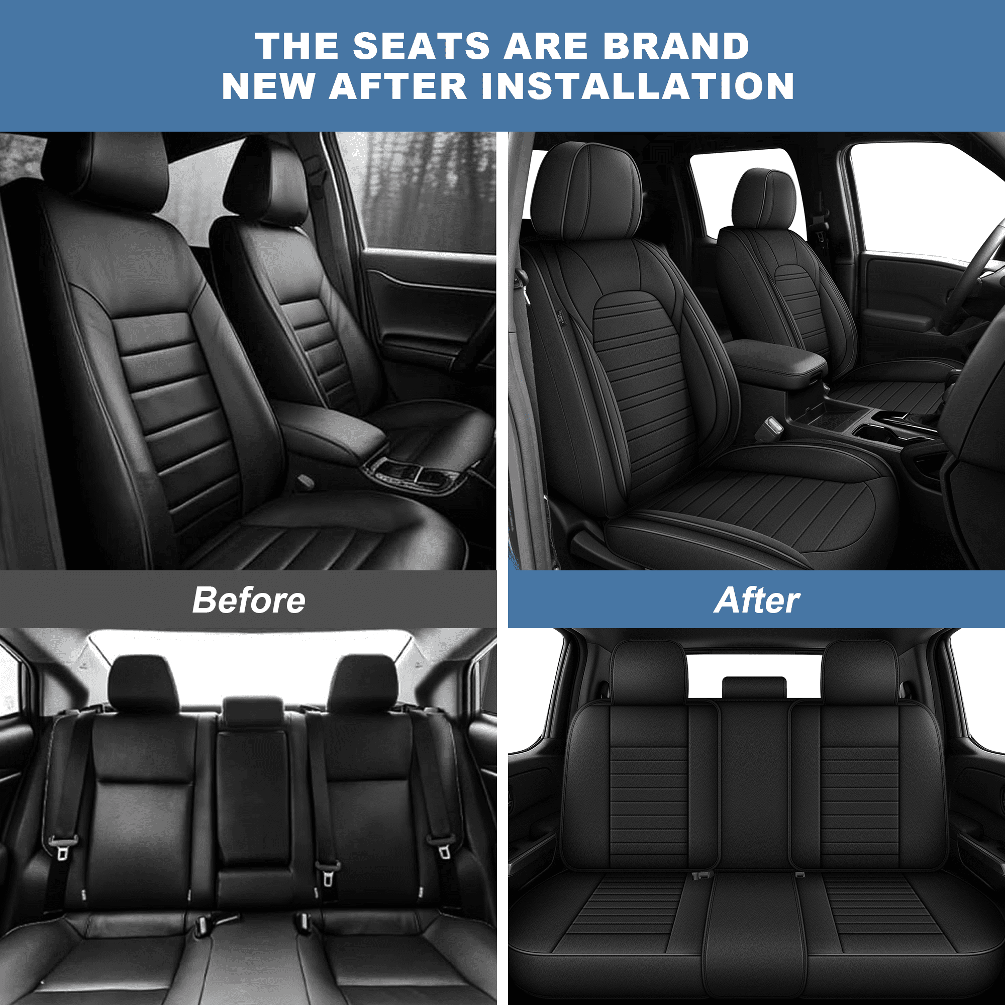 HQBQBUG Car Seat Covers Full Set for Infiniti QX60 2014-2020 5-Seat Full Set Waterproof Leather Seat Covers Comfort Car Seat Protector(Black,5 Seats)