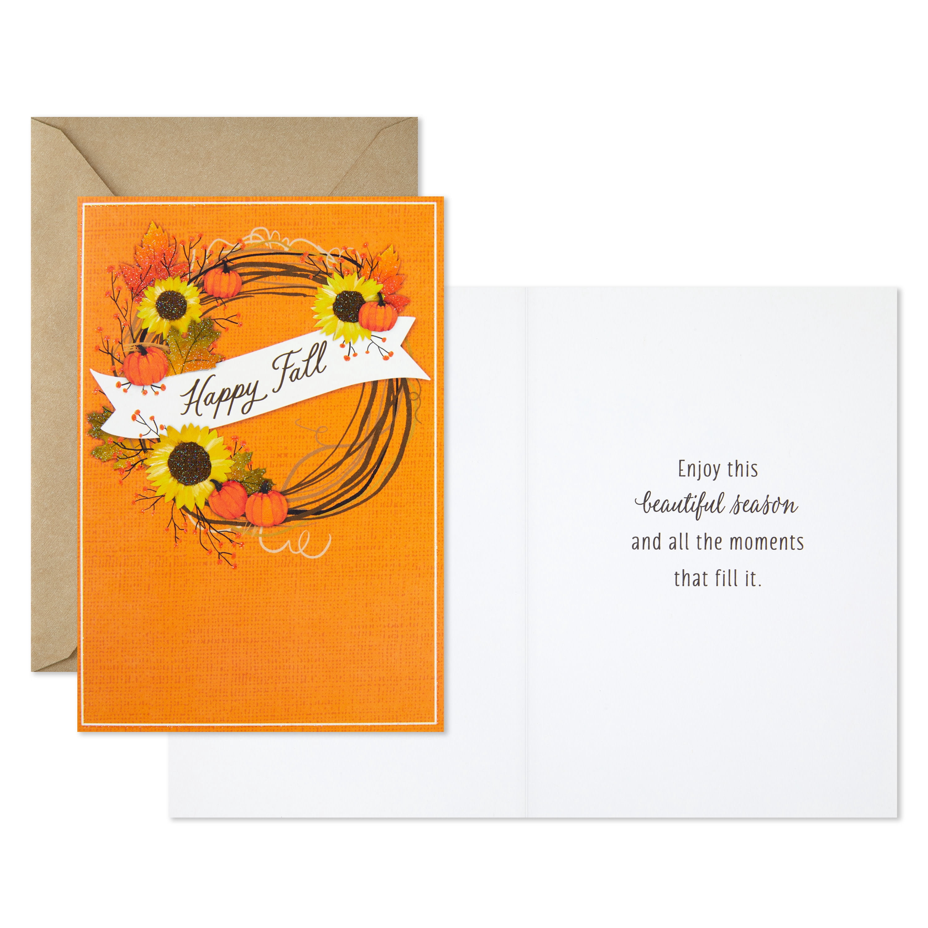 Hallmark Autumn Cards (Cozy Grapevine Wreath), 10 Count