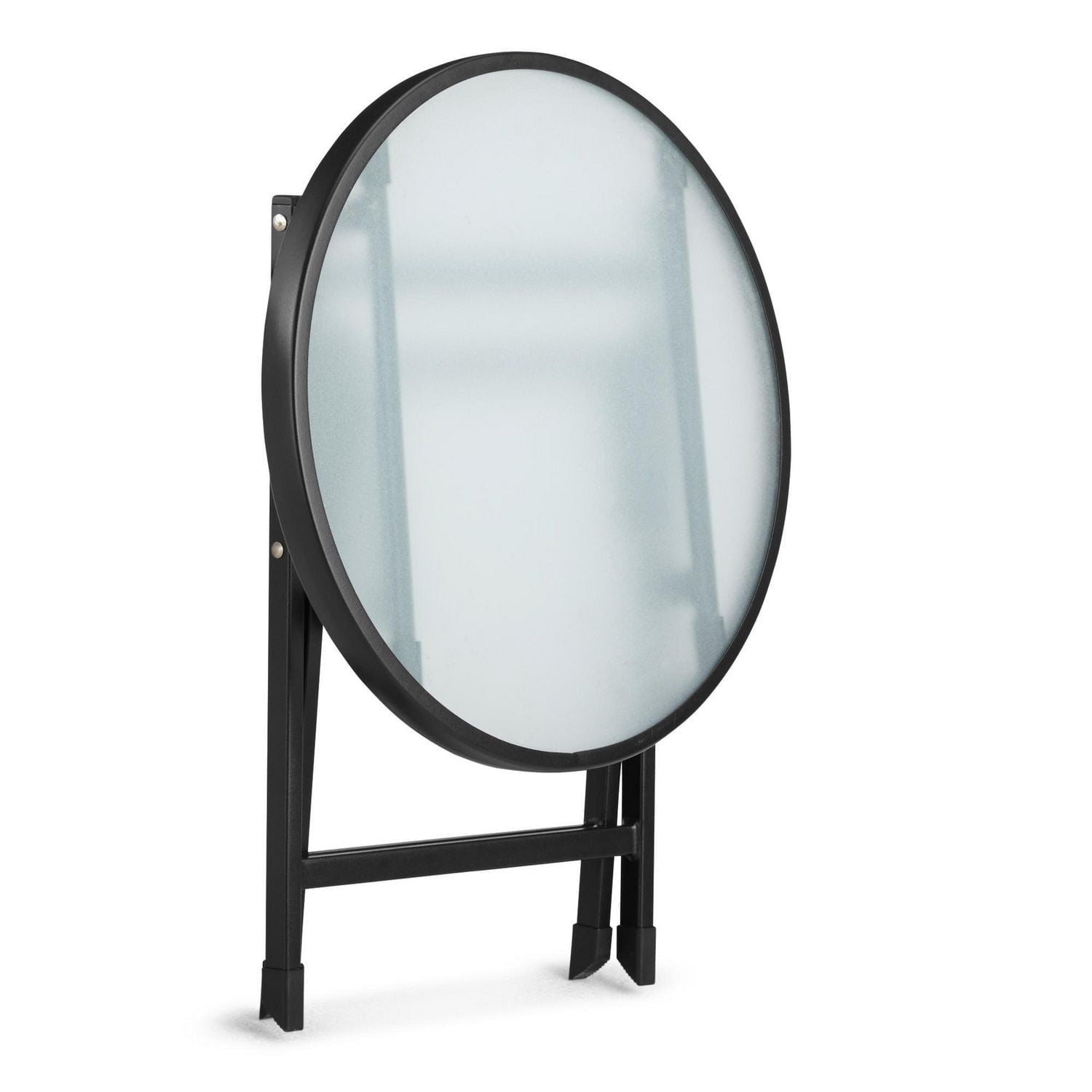 Table d’appoint pliante extérieure avec plateau en verre Mainstays, noir
