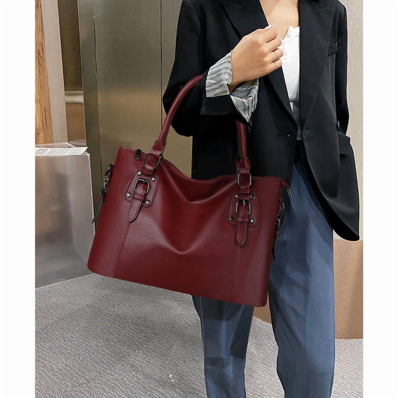 GAEKEAO Satchel Handbag for Women with Shoulder Strap Medium Top Handle Purse Crossbody Bag Soft Leather Work Tote